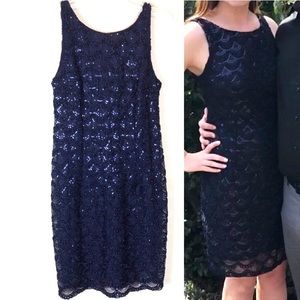 SD Collection Sequins Navy Beaded Dress
